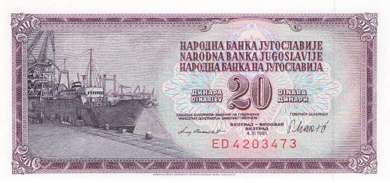 Jugoslawien p88b 20 Dinara 1981